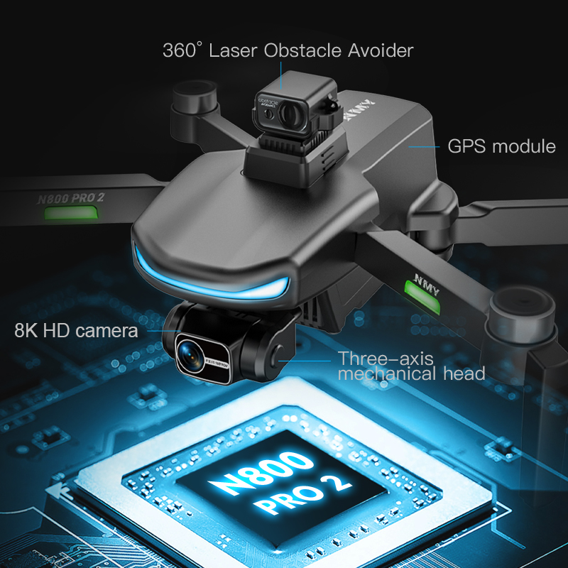 طائرة بدون طيار N800 PRO 2 مع  - مراجعة Drone Gimbal 2 Axis وسعره